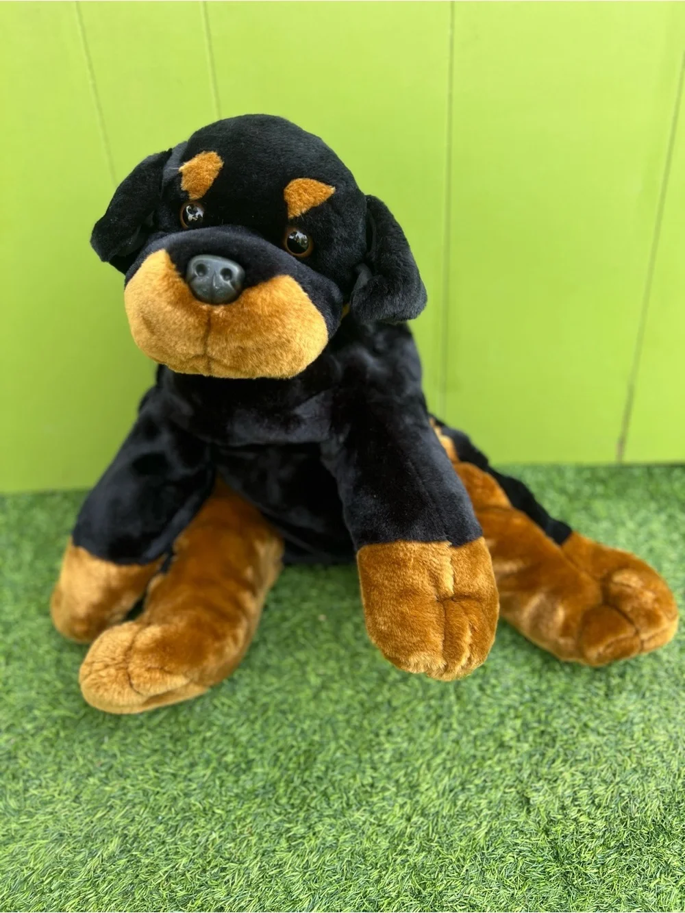 Adorable Realistic Rottweiler Puppy Stuffed Dog Lying. 28” Long